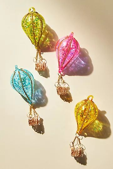 Glittering Hot Air Balloon Ornaments, Set of 4 | Anthropologie (US)