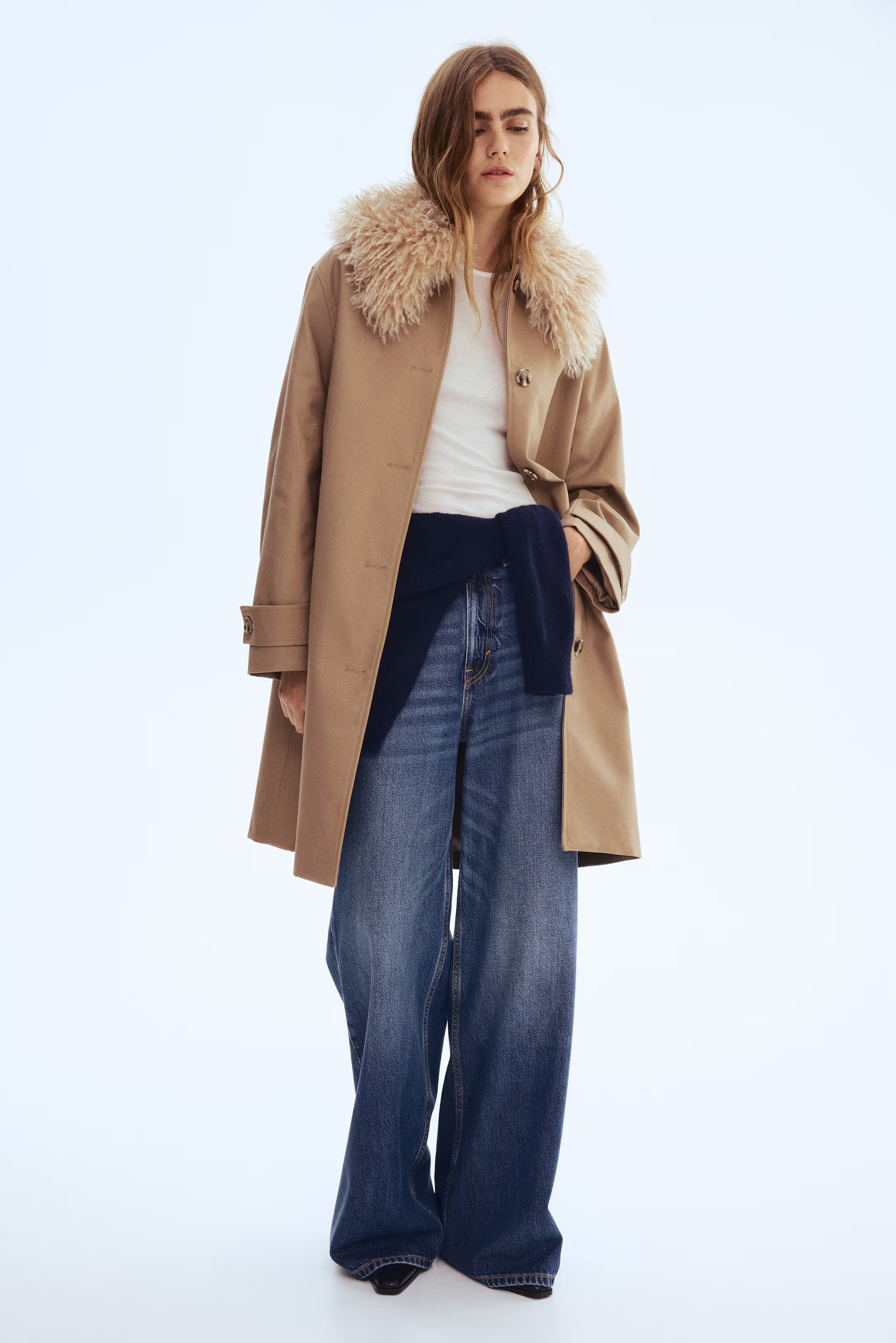 Twill Coat with Fluffy Collar | H&M (US + CA)