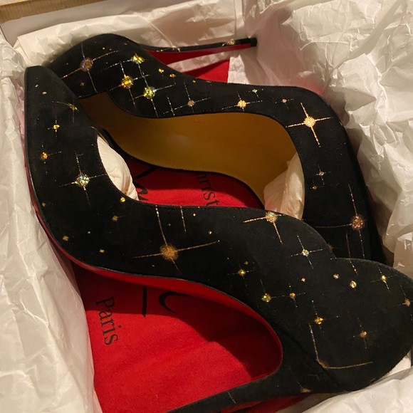 Christian Louboutin Hot Chick Black Suede &Sparkle | Poshmark