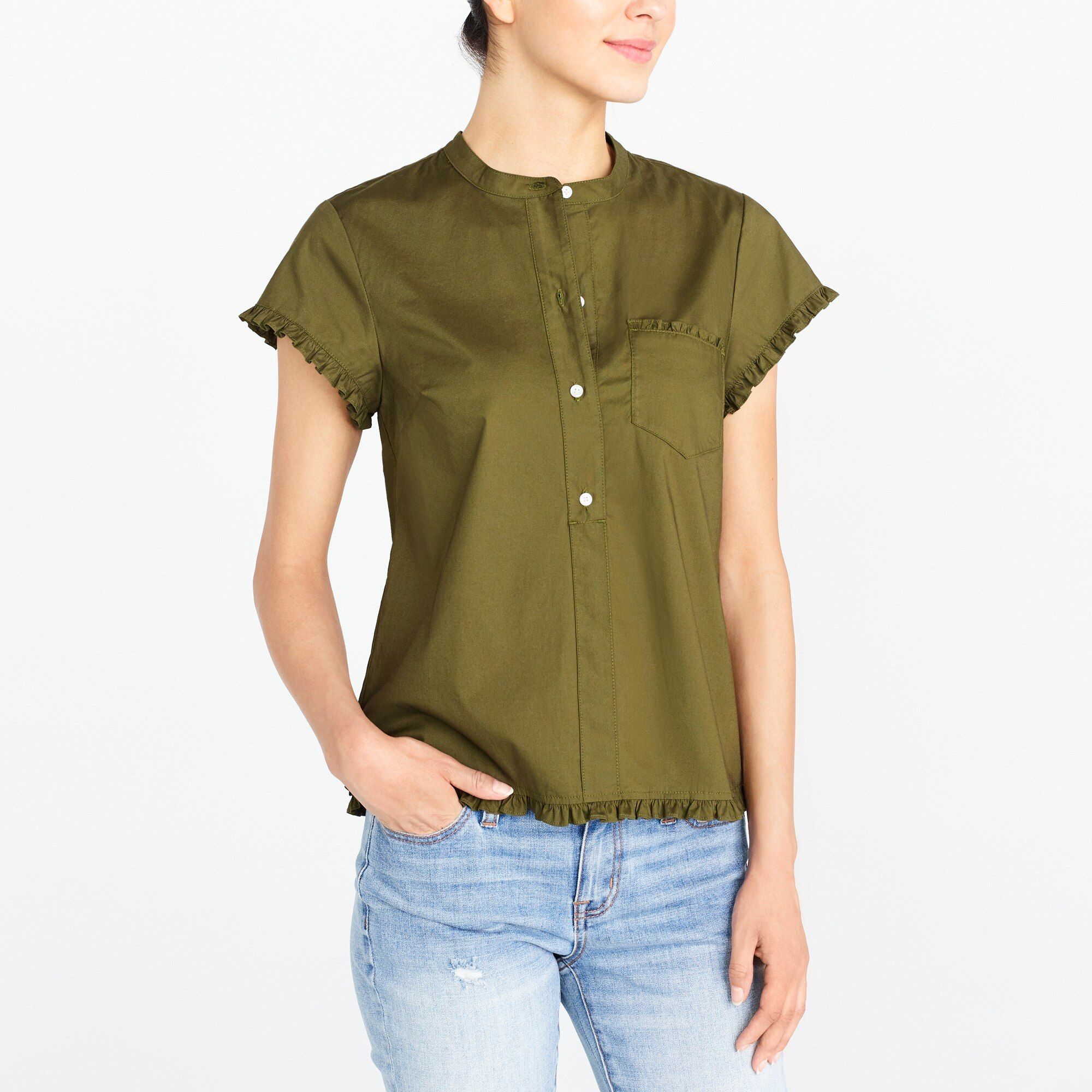 Short-sleeved popover with ruffle trim | J.Crew Factory