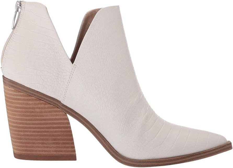 Kathemoi Womens Ankle Boots Slip on Cutout Pointed Toe Snakeskin Chunky Stacked Mid Heel Booties | Amazon (US)