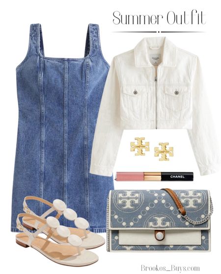 This blue Jean dress is so cute and comfortable. I love the white jacket and sandals. #summeroutfit #summerdress #sandals  

#LTKParties #LTKFindsUnder100 #LTKSeasonal
