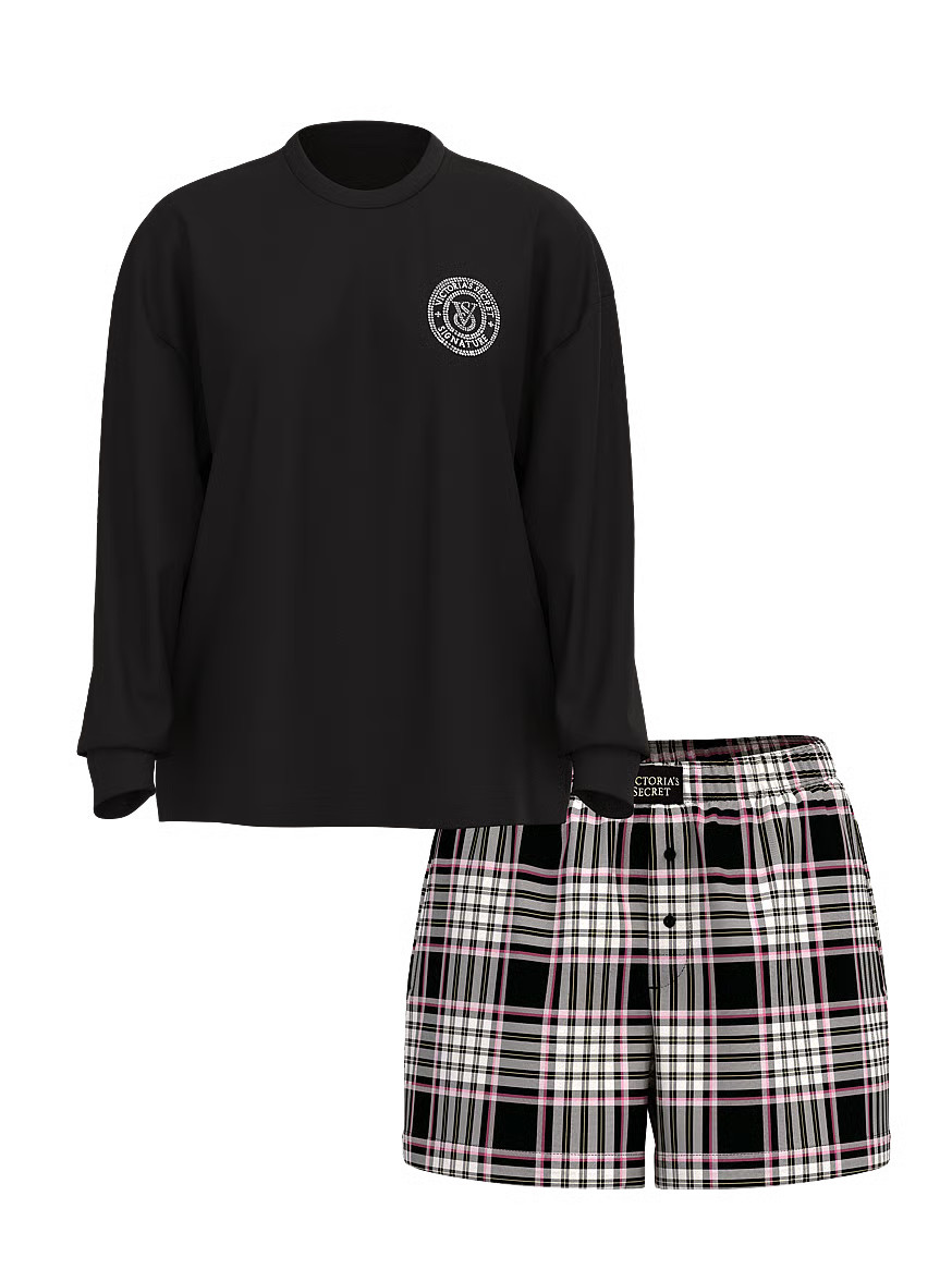 Flannel Long-Sleeve Short Tee-Jama Set | Victoria's Secret (US / CA )