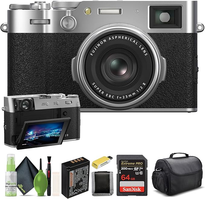 FUJIFILM X100VI Digital Camera (Silver) (16821822) + 64GB Card + Card Reader + Case + Memory Card... | Amazon (US)