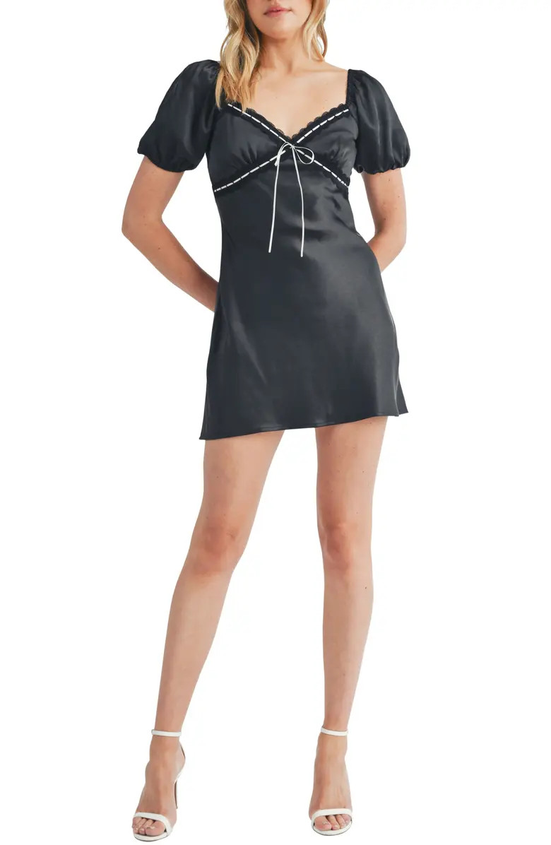 Lace Trim Satin Minidress | Nordstrom