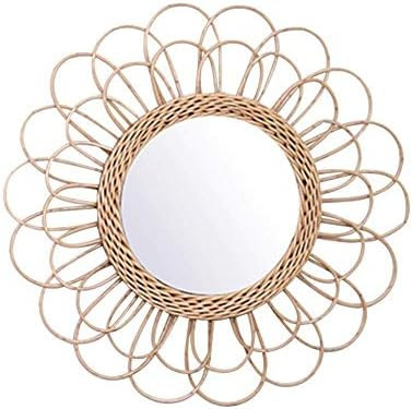 Tenrry Hanging Mirror Rattan Sunflower Circular Wall Mirror Decor Boho Wicker Dressing Makeup Mir... | Amazon (US)