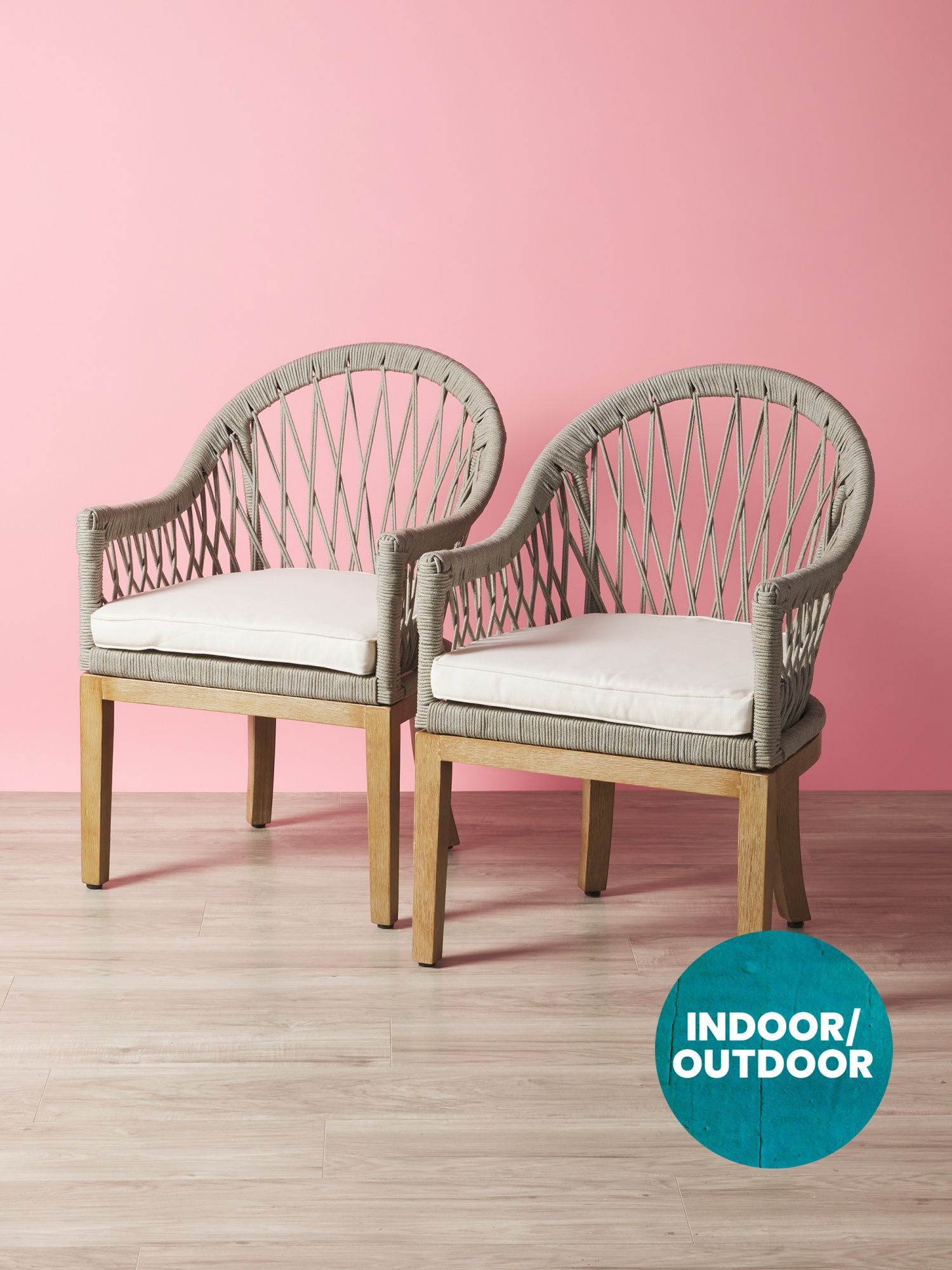 2pk 36in Rope Woven Back Dining Chairs | Outdoor | HomeGoods | HomeGoods