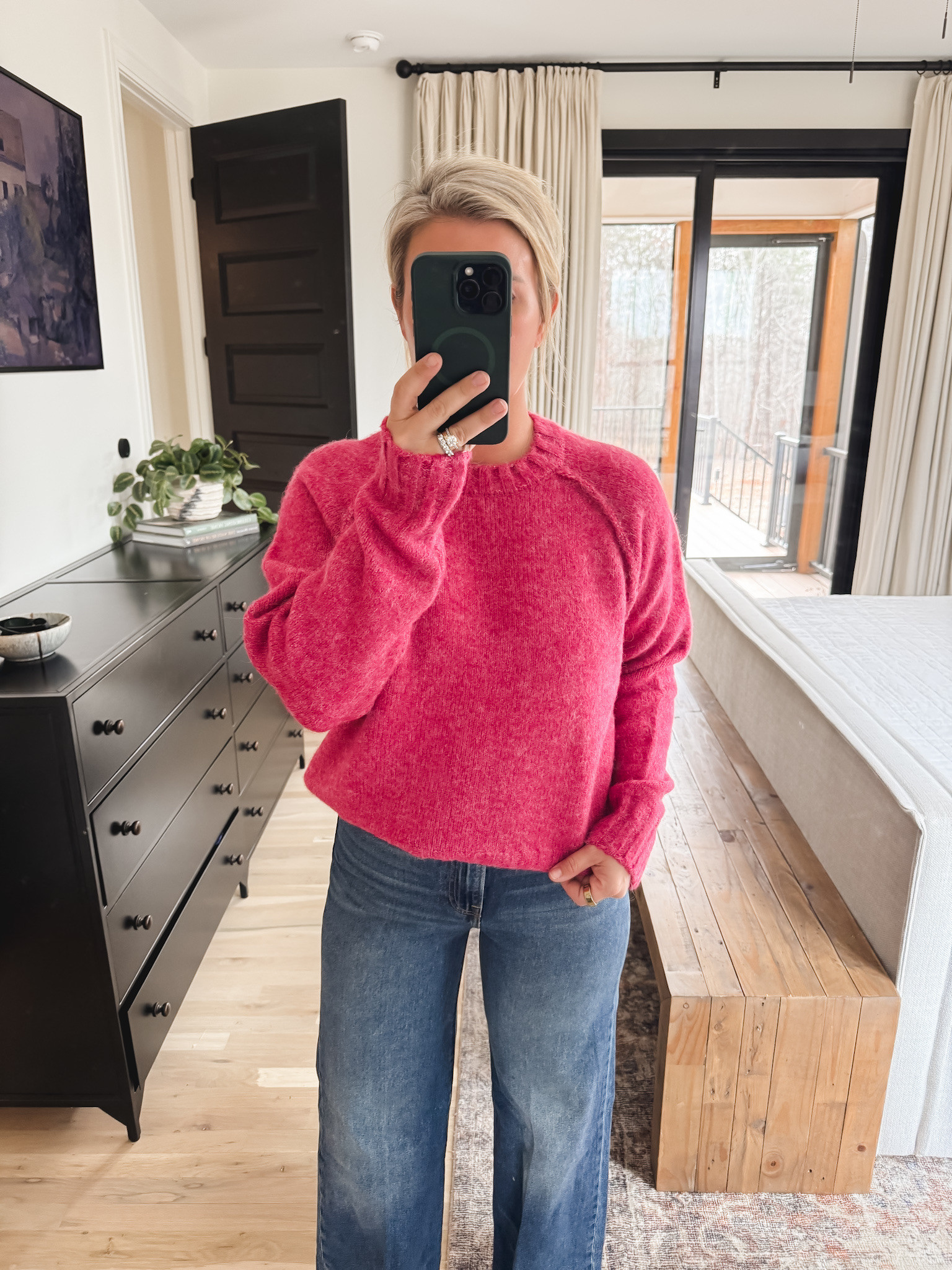 Bright sweater and jeans 

 #LTKSeasonal