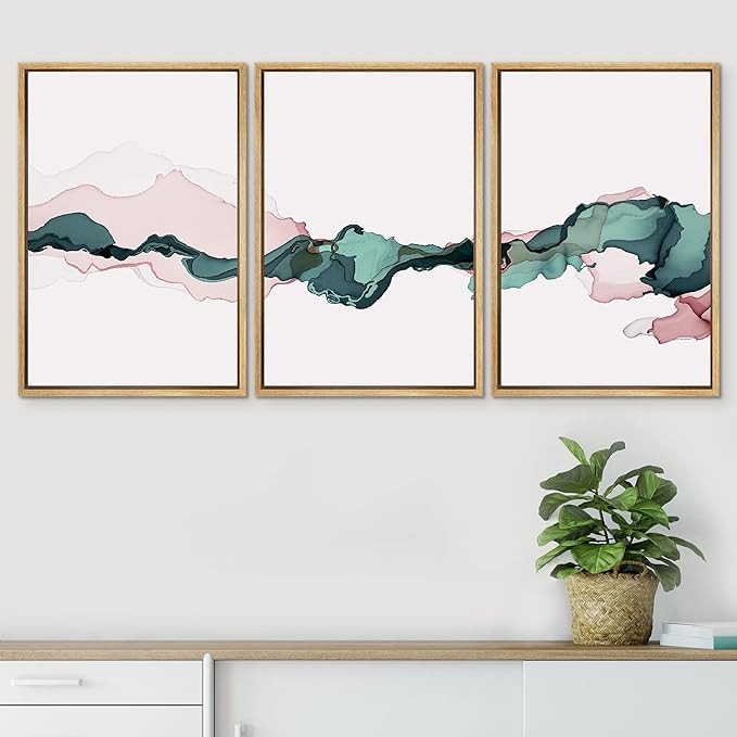 SIGNWIN 3 Piece Framed Canvas Wall Art Mountain Covered with Snow Canvas Prints Home Artwork Deco... | Amazon (US)