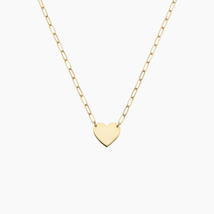 Engravable Heart Paperclip Chain Necklace in 14K Yellow Gold | Brilliant Earth