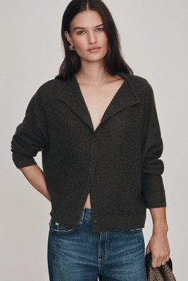 The Alani Cashmere Mock-Neck Cardigan Sweater by Pilcro | Anthropologie (US)