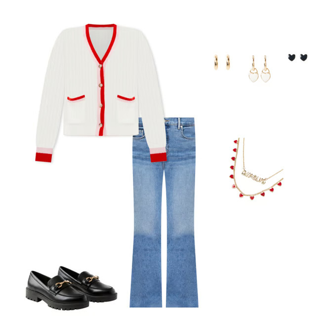 Heart Button Puff Sleeve V-Neck Cardigan | LOFT