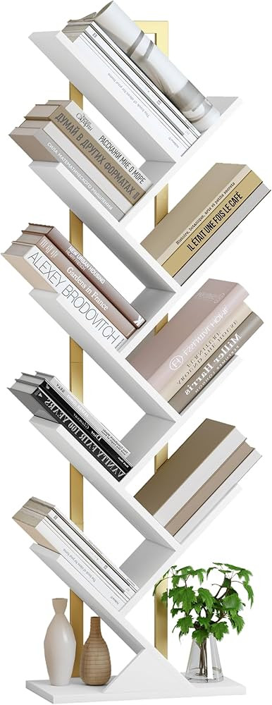 Yusong Tree Bookshelf, Geometric Bookcase with Steel Pipe for Living Room Bedroom, Floor Standing... | Amazon (US)