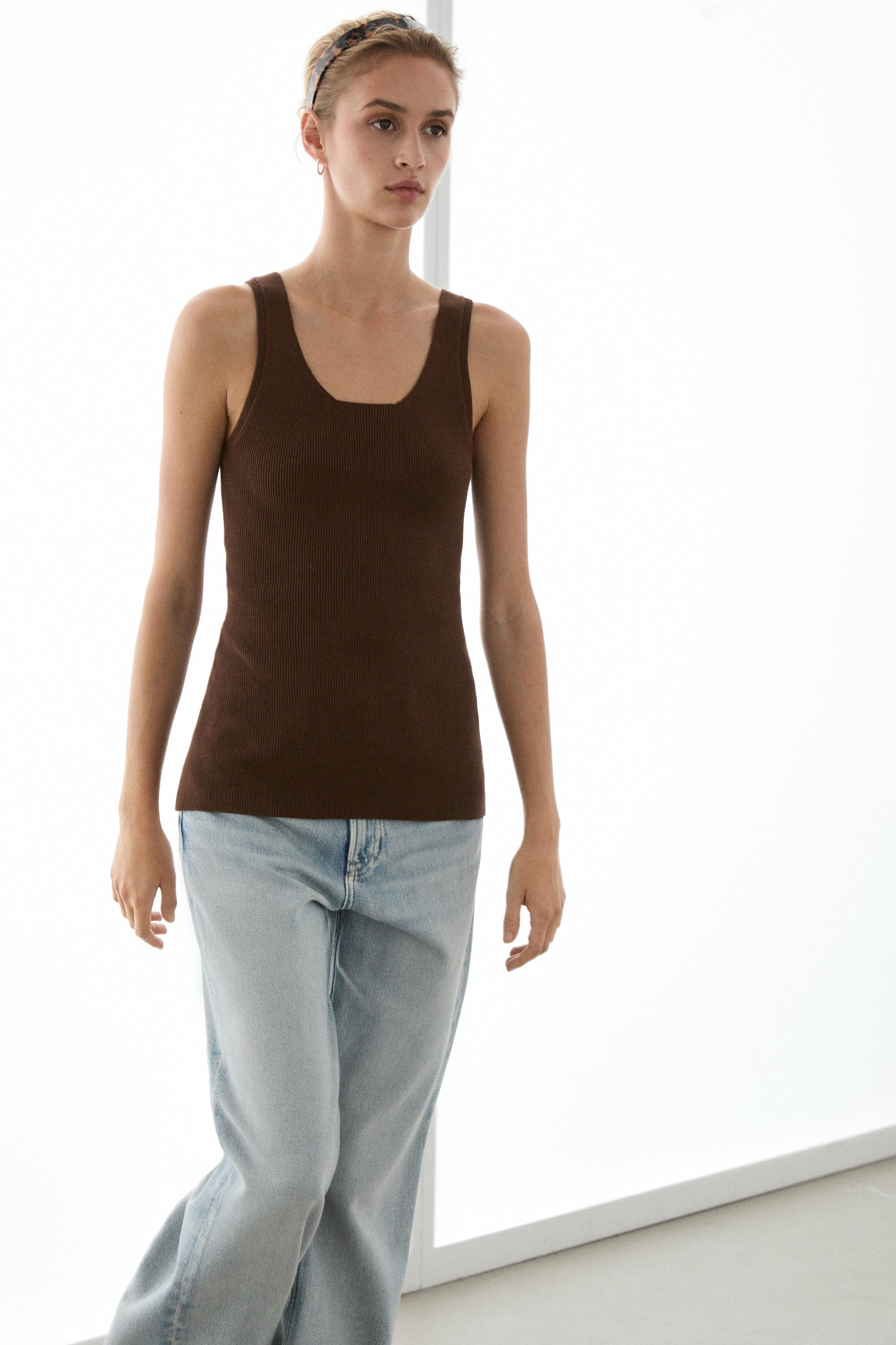 100% cotton ribbed tank top | Massimo Dutti US