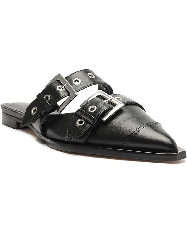 Wide Buckle Ballet Flats for Women Pointy Toe Slingback Flats Square Toe Dressy Flats Block Heel ... | Amazon (US)