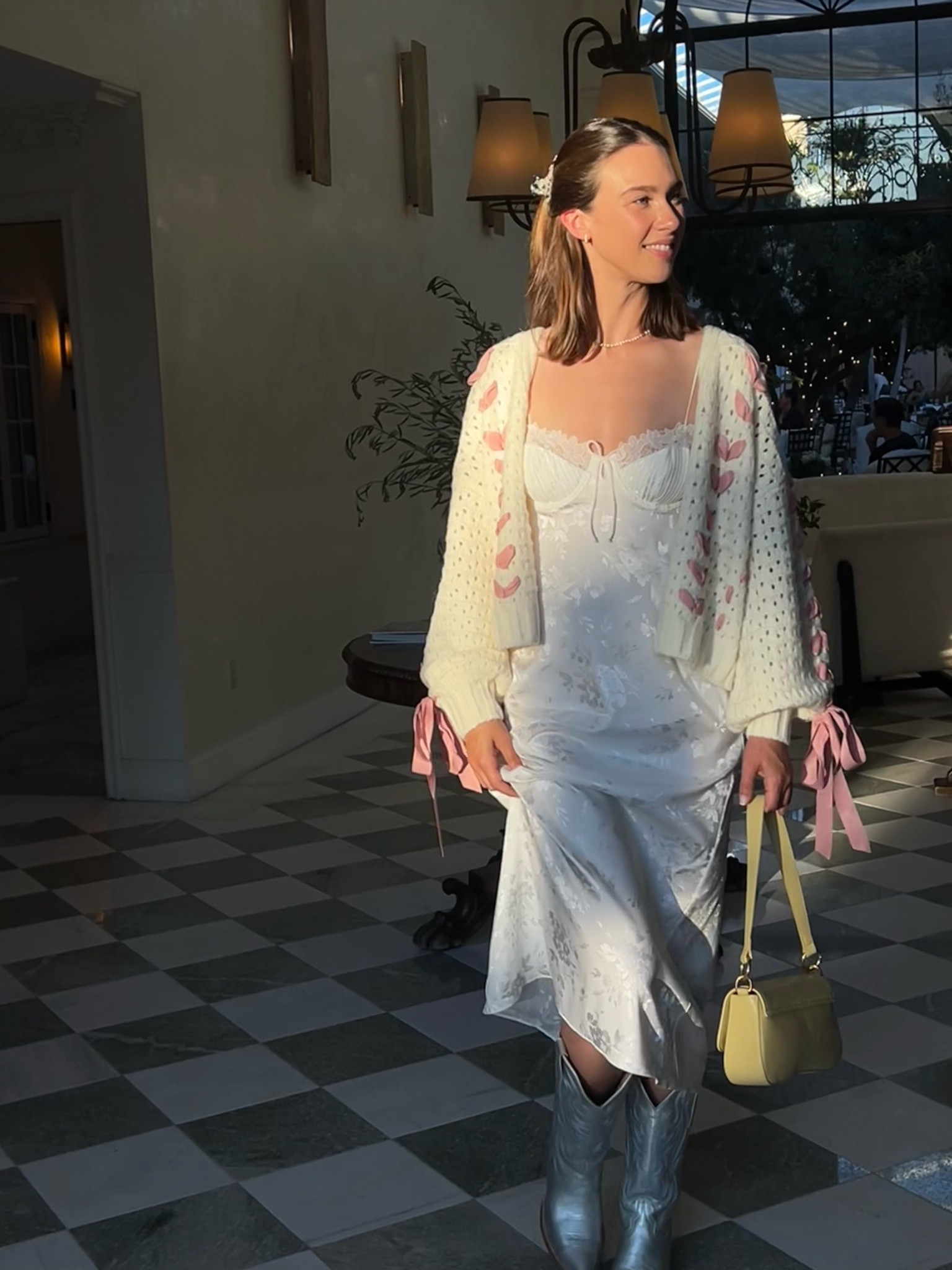 Out to dinner with the girls for some pasta in my favorite For Love and Lemons look 🌸🍋 I prefer cowboy boots over heels any day! 

#LTKfindsunder100 #LTKU #LTKSeasonal