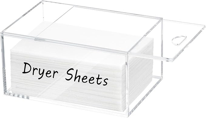 Simetufy Dryer Sheet Holder, Dryer Sheet container, Acrylic Dryer Sheet Dispenser with Label, Cle... | Amazon (US)