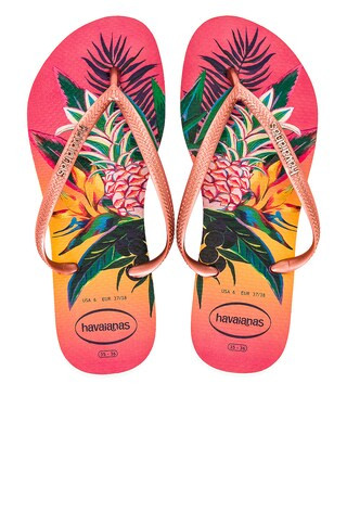 Havaianas Slim Tropical Flip Flop in Pink Porcelain from Revolve.com | Revolve Clothing (Global)