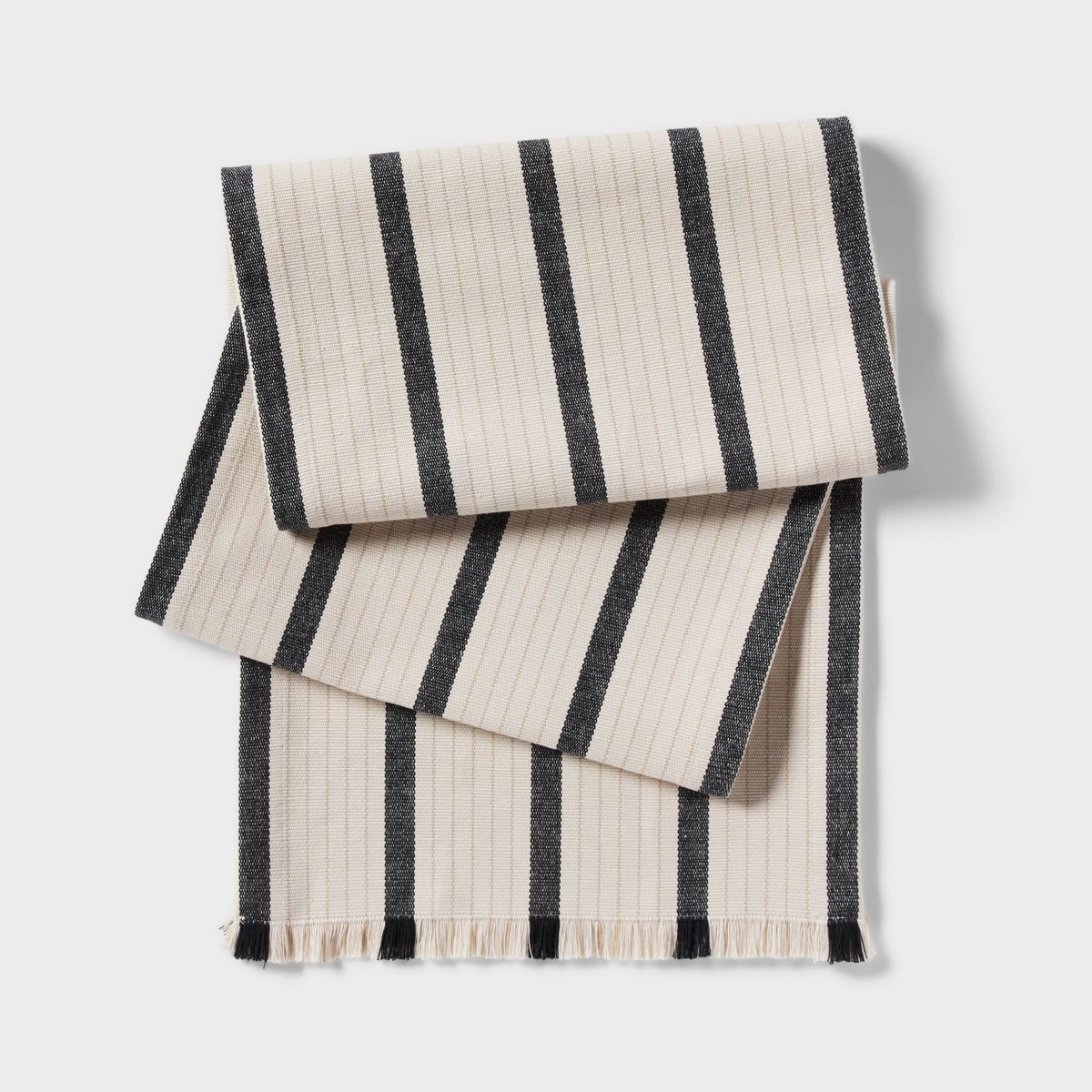 14"x72" Yarn Dyed Striped Table Runner Black - Threshold™ | Target