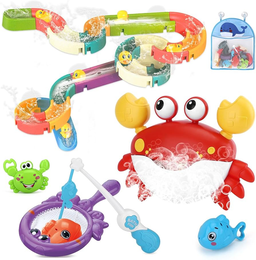 Crab Bubble Bath Toys for Toddlers 1-3 4-8 with Organizer Holder, Bath Bubble Maker for Bathtub w... | Amazon (US)