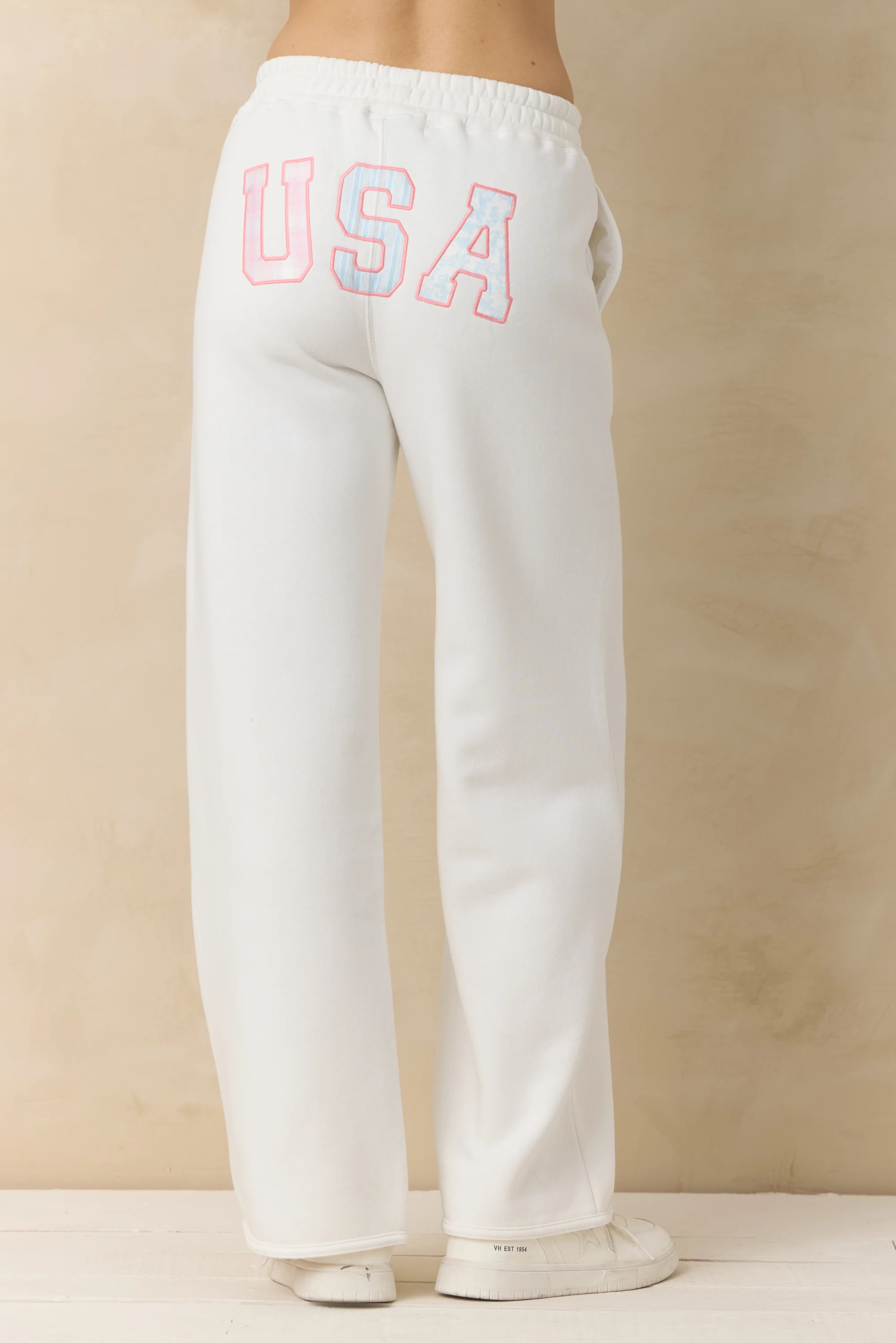 Fleece Wide Leg Pant with USA Applique | Vintage Havana