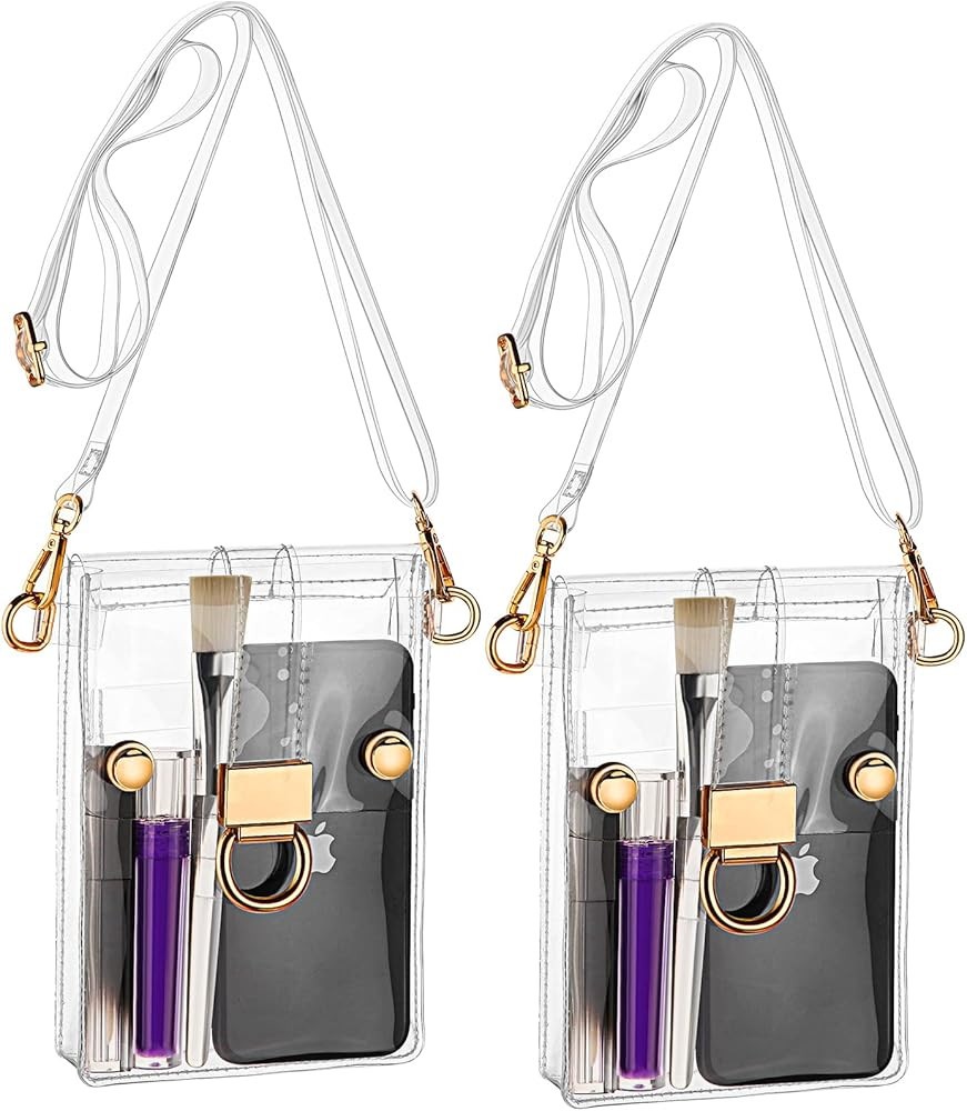 Clear Bag Stadium Approved 2 Pieces Transparent Crossbody Bag Clear PVC Bag Plastic Clear Side Ba... | Amazon (US)