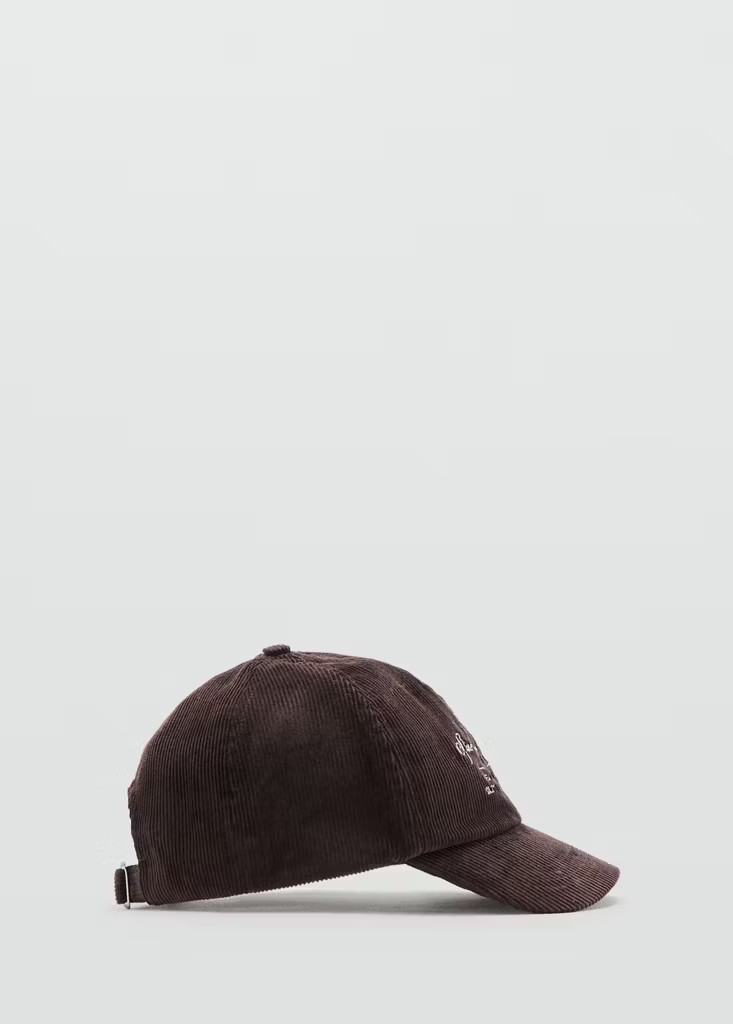 Embroidered corduroy cap chocolate - Kids - 6-9 years - MANGO KIDS | MANGO (UK)