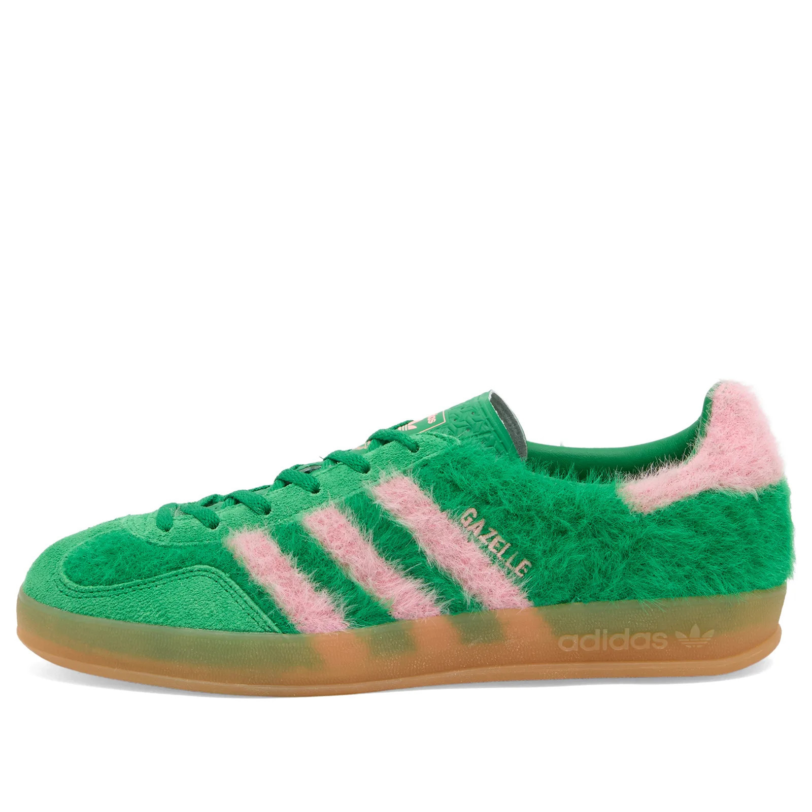Adidas Women's Gazelle Indoor W Sneaker in Green/Glow Pink/Gum, Size UK 7.5 | END. Clothing