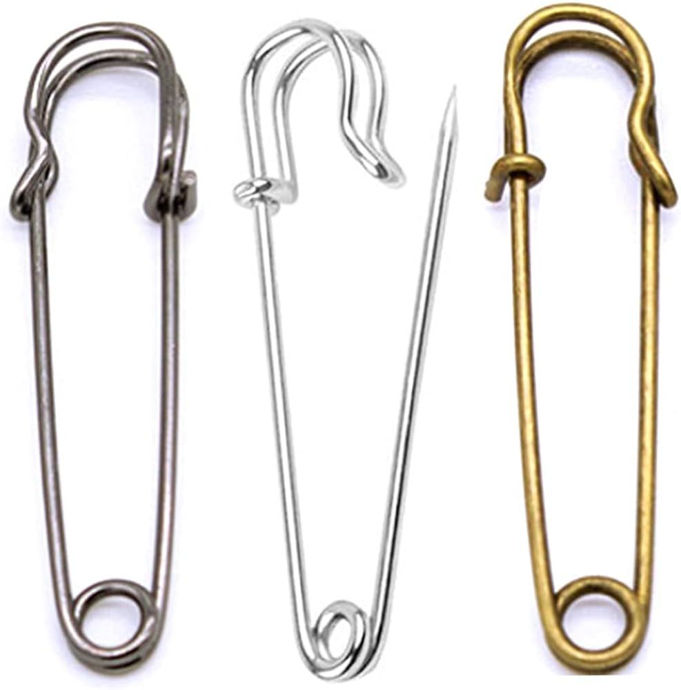 IRIIRIO Extra Large Safety Pins 36pcs 4inch/100mm Heavy Duty Blanket Pins Steel Spring Lock Pins ... | Amazon (US)