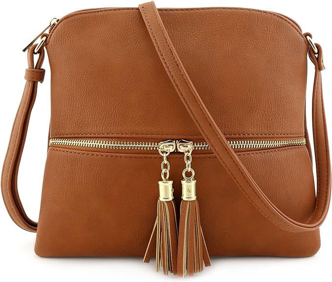Lightweight Medium Crossbody Bag with Tassel | Amazon (US)