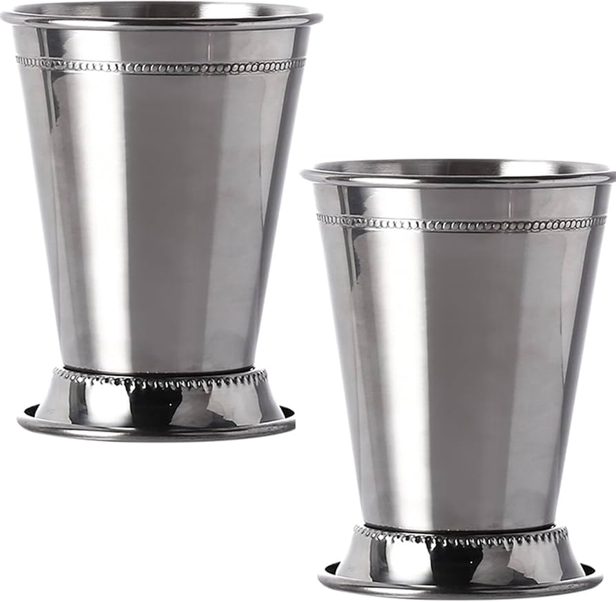 2 Pack Mint Julep Cups, 12 OZ Silver Julep Glasses, Classic Stainless Steel Cocktail Glasses with... | Amazon (US)
