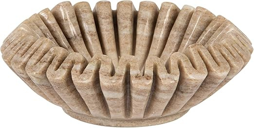 Creative Co-Op Round Marble Pleated Dish, Green | Amazon (US)