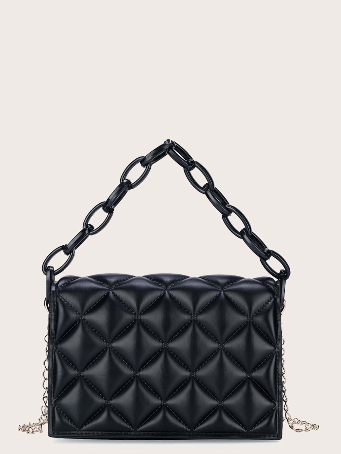 Quilted Chain Satchel Bag | SHEIN