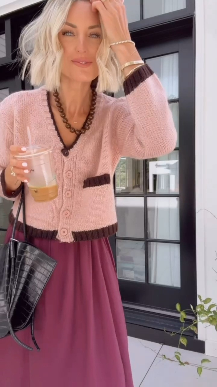 How cute is this outfit for fall?! I love the color block on this cardigan! It's so cute paired with a burgundy skirt! The stock is running fast on this one, but I linked a similar version! Wearing XS!

Loverly Grey, Anthropologie, pre fall outfit, fall outfit, midi skirt, mesh heels, leopard print heels, cardigan 

 #LTKSeasonal