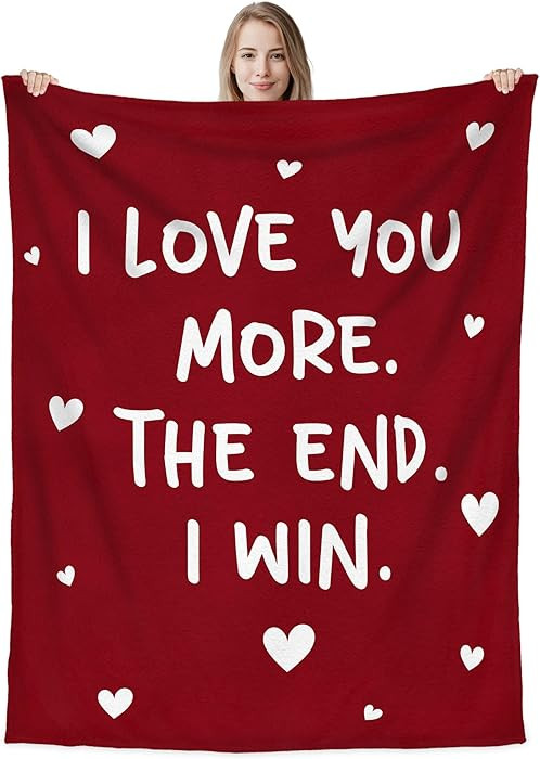 Valentines Day Gifts for Him Her - I Love You More Super Soft Fleece Throw Blanket 60x80 in - Ann... | Amazon (US)