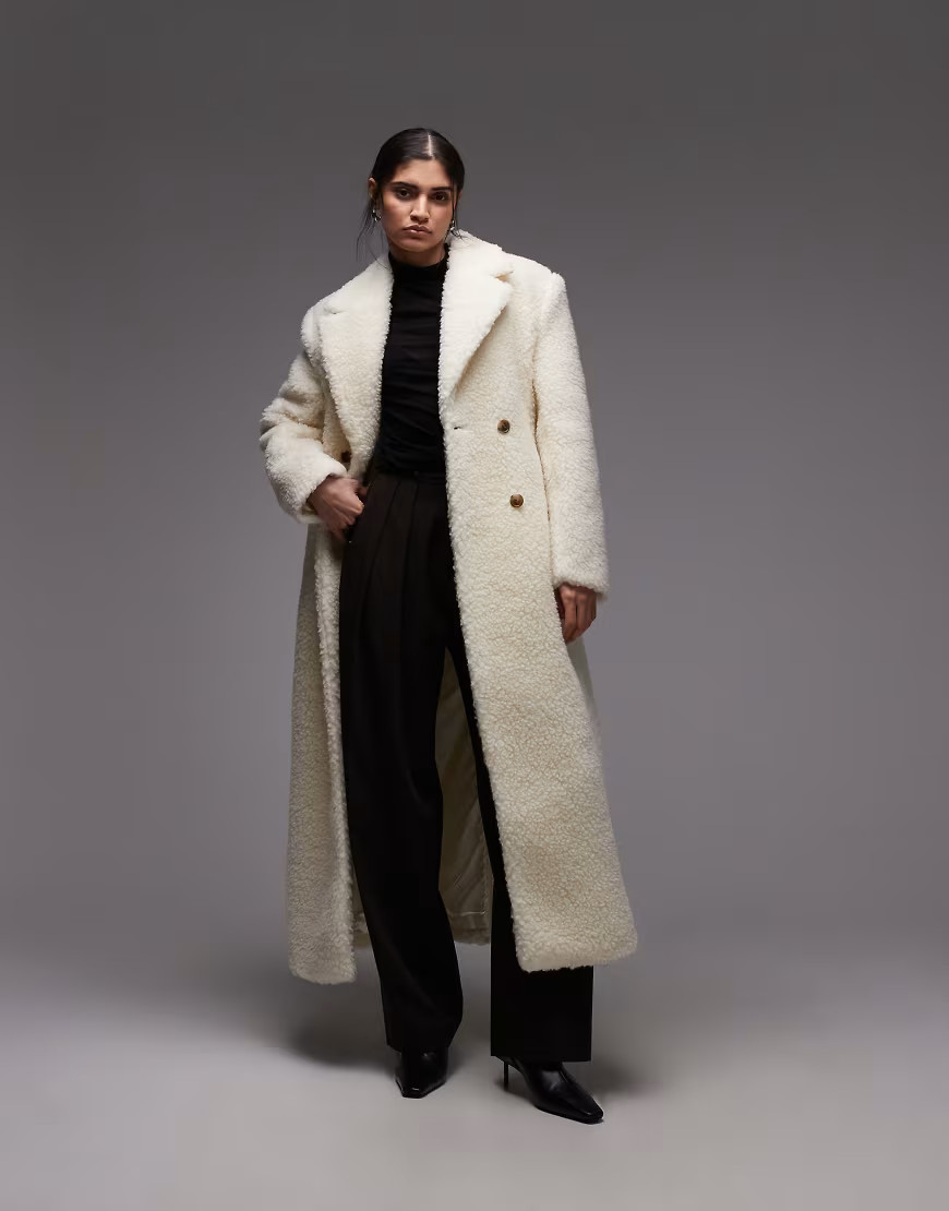 & Other Stories wool-look double-breasted maxi coat in off white | ASOS (Global)