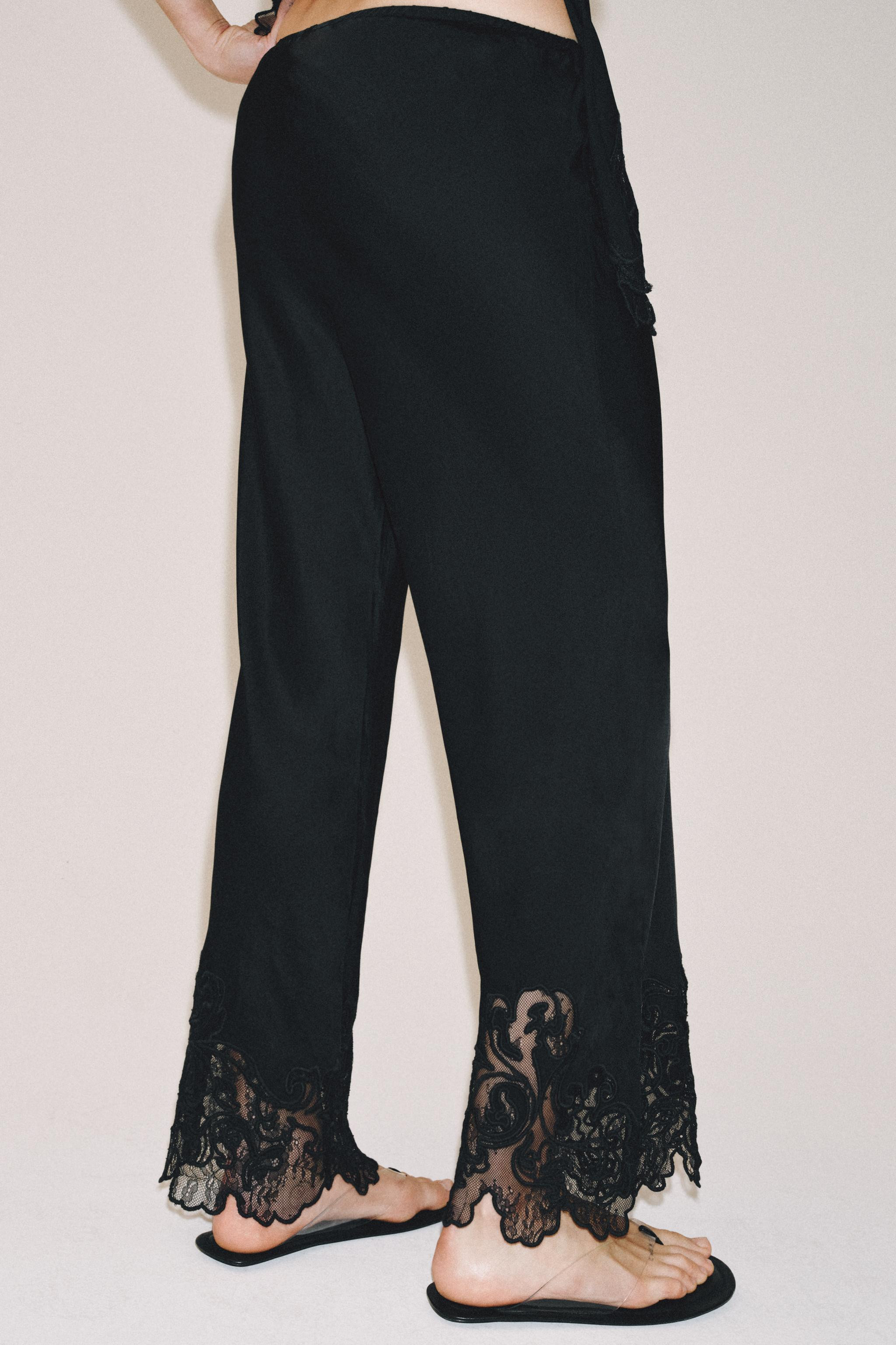 ZW COLLECTION EMBROIDERED SATIN TROUSERS | Zara UK
