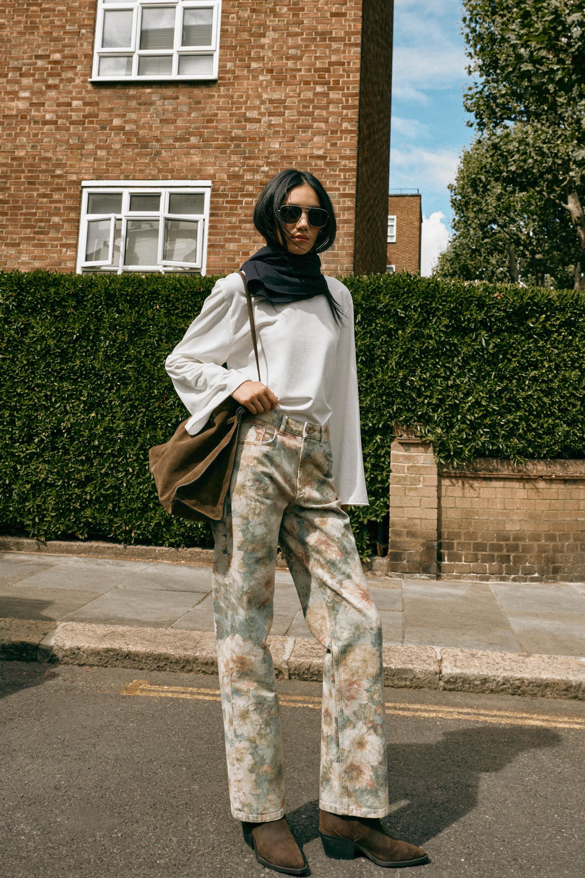 Zara - Z1975 Mid-Rise Straight Floral Print Jeans - Printed - 31 (Us 12) - Woman | Zara US