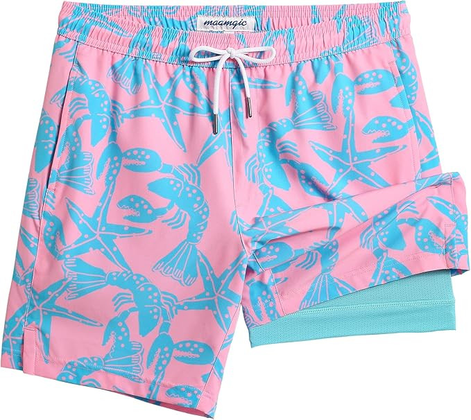 maamgic Mens Swim Trunks with Compression Liner 7 Inch Inseam Mens Bathing Suit Quick Dry Mens Sw... | Amazon (US)