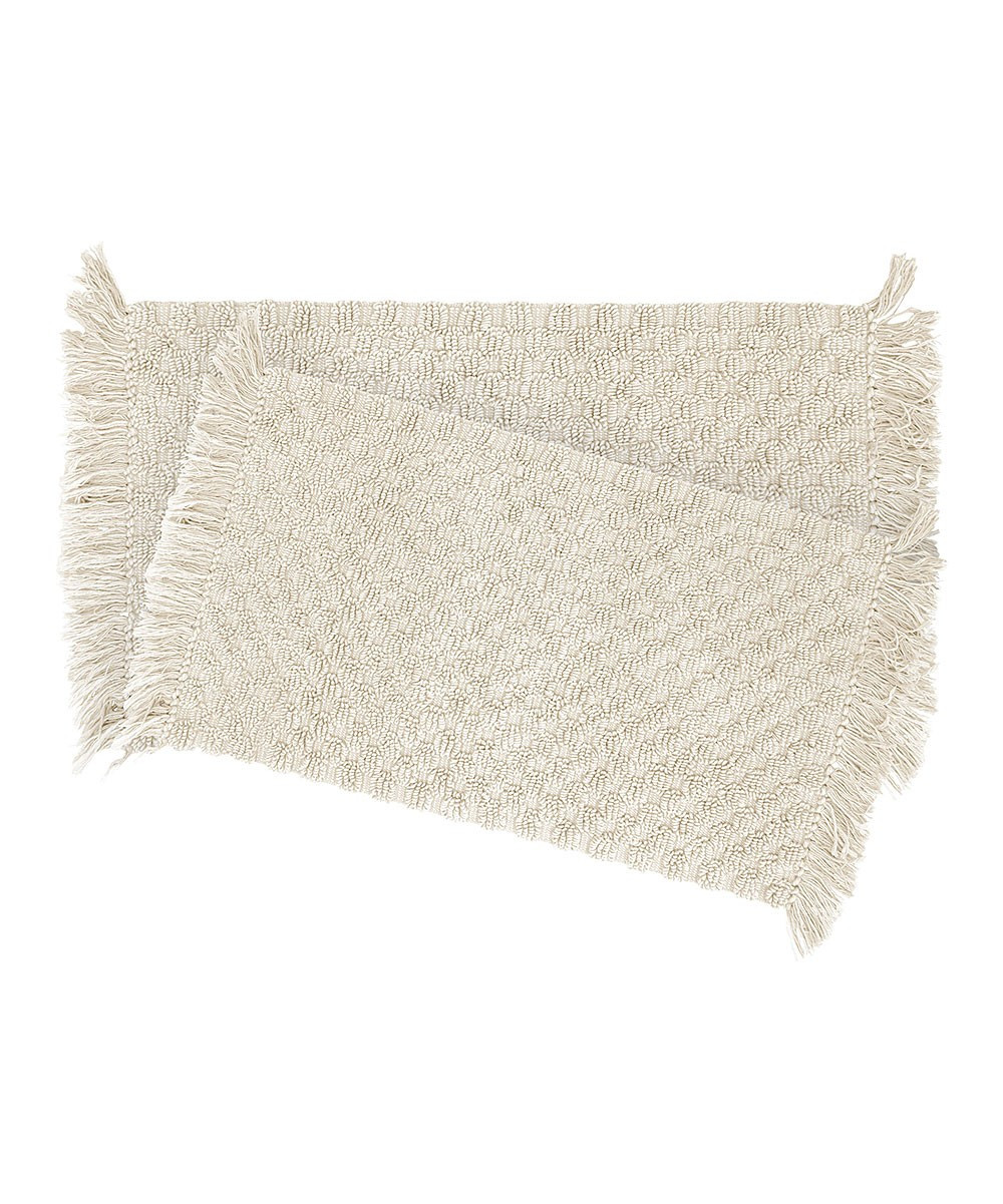 French Connection Bath Rugs Ivory - Ivory Arta Stonewash Beaded Two-Piece Two-Piece Two-Piece Cotton | Zulily