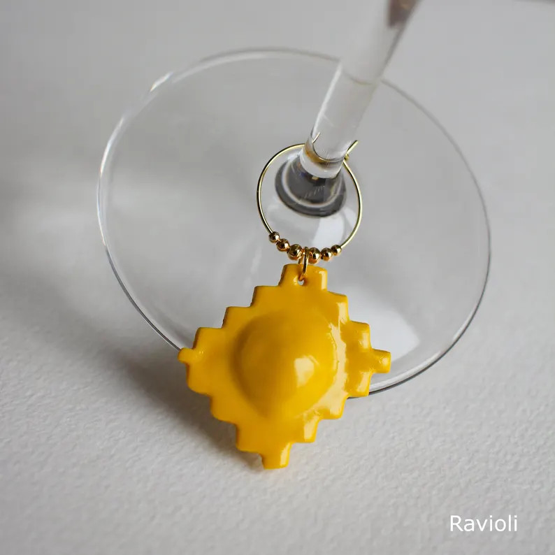 Pasta Wine Glass Charms \u2013 Handmade Mini Pasta Shapes From Polymer Clay | Wine Glass Markers ... | Etsy (Global)