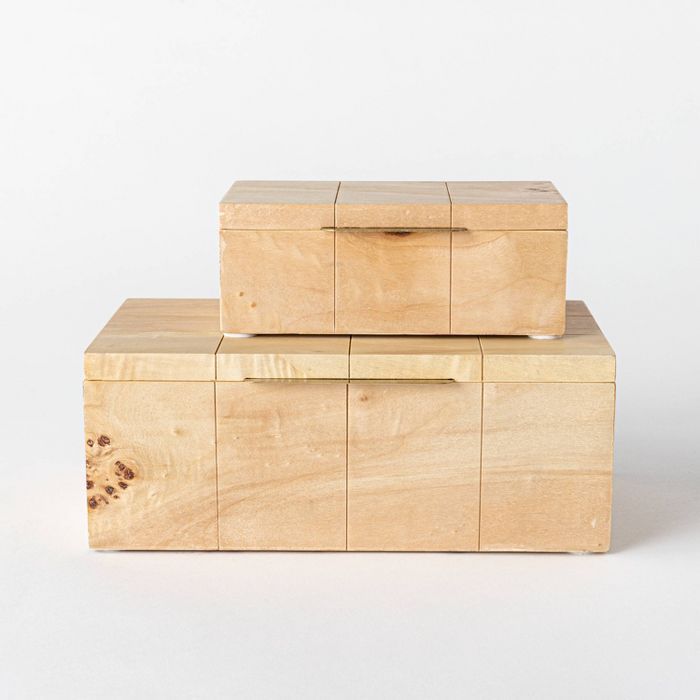 Decorative Burled Wooden Box Natural - Threshold™ designed with Studio McGee | Target