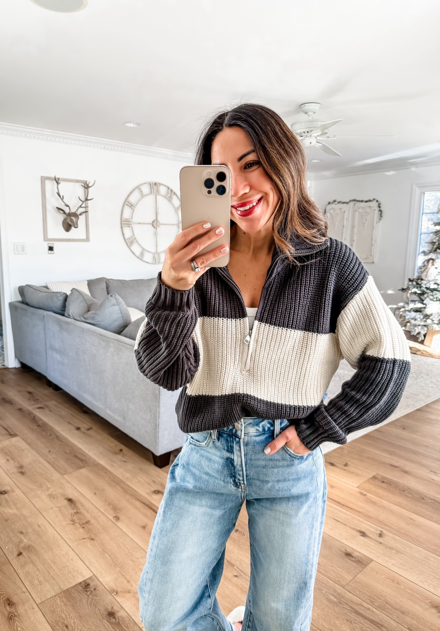 Small striped sweater, 25 barrel jeans

#LTKSaleAlert #LTKFindsUnder100 #LTKFindsUnder50