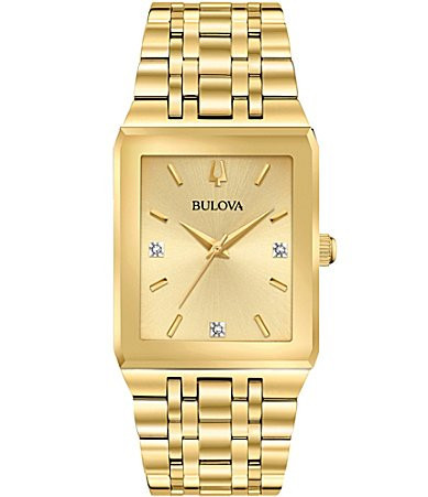 Bulova Modern Quadra Collection Men's Analog Gold Tone Stainless Steel Bracelet Watch - Gold | Dillard's