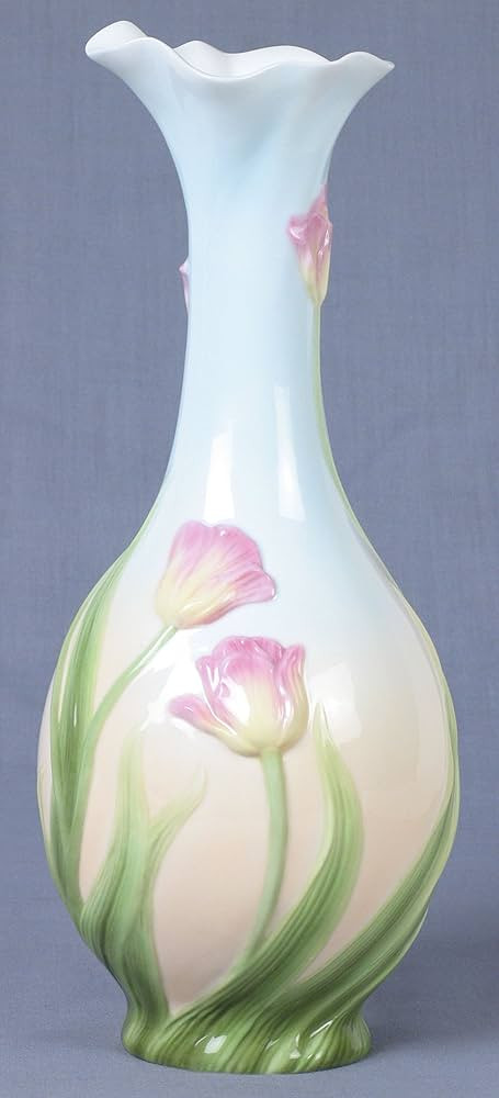 US 10.5 Inch Blue and Pink Glazed Porcelain Tulip Bud Vase Fluted Mouth | Amazon (US)