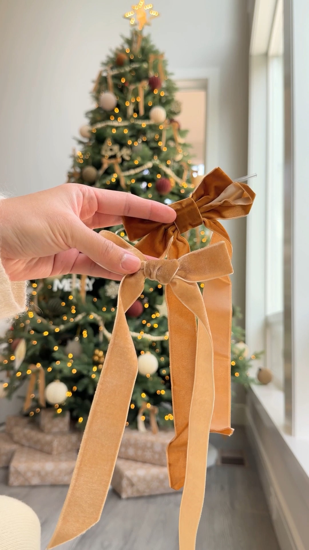 Easy DIY velvet bow 🎀 Amazon Finds &Target Deals🎄 Studio McGee Inspired Christmas Tree Decor
 I made these velvet bows from a roll of ribbon — super easy, no sewing, just a little folding and fluffing! They instantly elevated our 9ft Balsam Hill tree and tied together the whole Studio McGee-inspired look 🤍 
Ornaments are a mix of Target x Studio McGee, Amazon finds, and a few collected treasures from Crate & Barrel + Pottery Barn over the years. I love how the gold and velvet tones feel classic yet cozy for baby’s first Christmas ✨

Swipe to see how it all came together 🎀 
Shop everything below to recreate this look for your own home!
#LTKDIY #ChristmasTreeDecor #StudioMcGeeInspired #VelvetBowDIY #HolidayHomeDecor #VelvetChristmasTree #ChristmasDecorIdeas #TargetFinds #BalsamHill #HomeWithYuan
#LTKhome#LTKholiday#LTKHoliday#LTKHome#LTKFamily

#LTKHoliday #LTKFamily #LTKHome