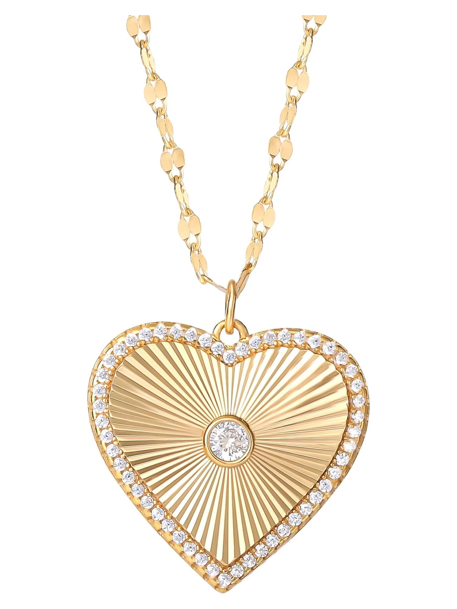 JS Jessica Simpson Women’s Gold Plated Sterling Silver Heart Necklace | Walmart (US)