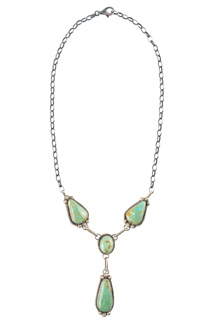 Cerrillos Turquoise and Silver Drop Necklace | Pinto Ranch | Pinto Ranch