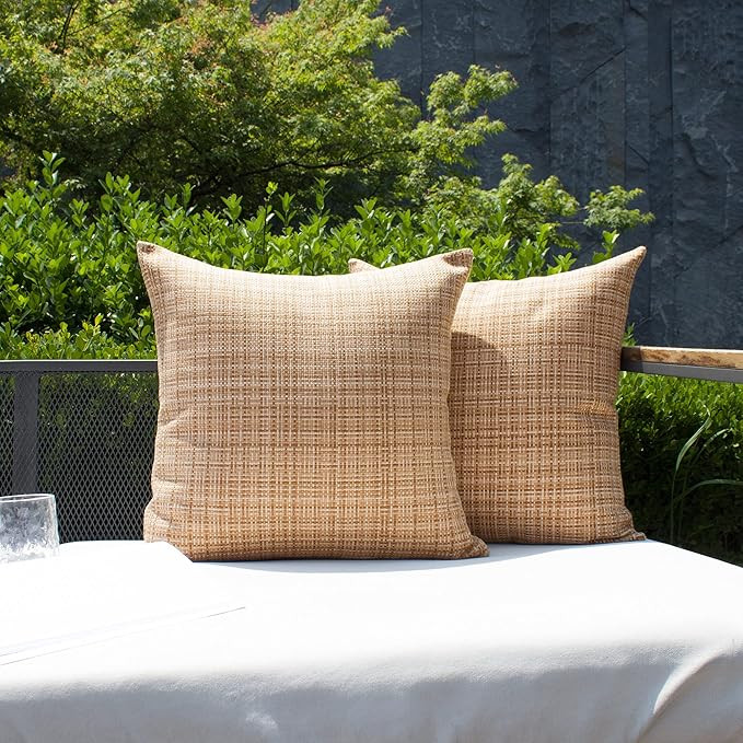 Kevin Textile Pack of 2 Decorative Outdoor Waterproof Pillow Covers Square Garden Cushion Sham Th... | Amazon (US)