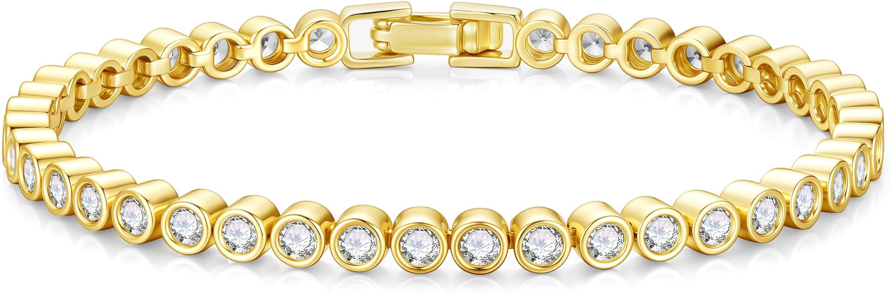 Yoosteel 14K-Gold/White-Gold-Plated Tennis Bracelets for Women - 3mm Cubic Zirconia Classic Brace... | Amazon (US)